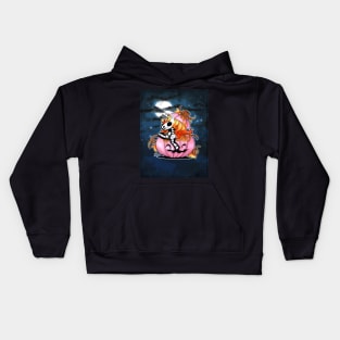 Halloween unicorn and pink pumpkin Kids Hoodie